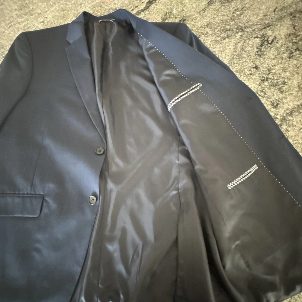 Tommy Hilfiger Blazer Mens 44R Wool Blend Two Button Sport Coat Blue Modern #953